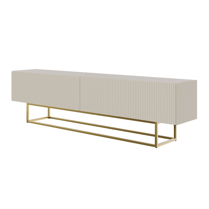 Comoda TV Selsey Veldio, 175x31.6x46.5cm, gri, cu picioare aurii