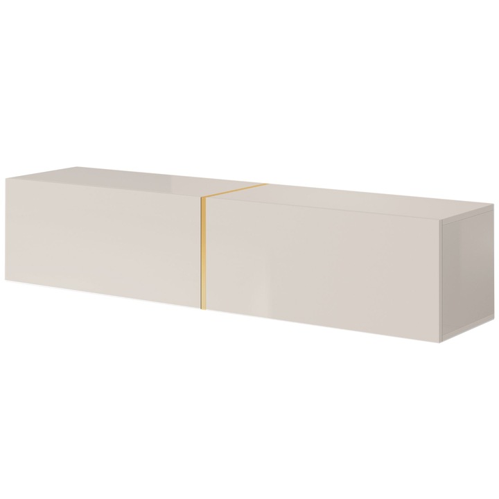 Comoda TV Selsey Bisira 140 cm greige, 2 usi, montare suspendata