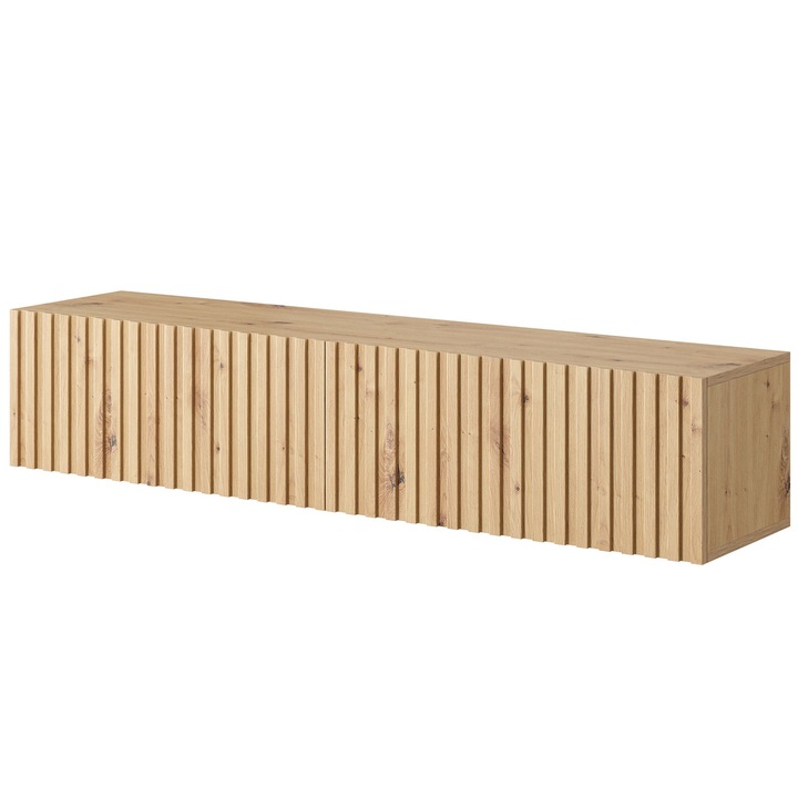 Comoda TV Selsey Telire, 138x40x45cm, design elegant, doua sertare, culoare stejar