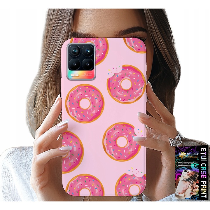 World Case telefontok Realme 8/8 Pro-hoz, szilikon, fánk dizájn, többszínű