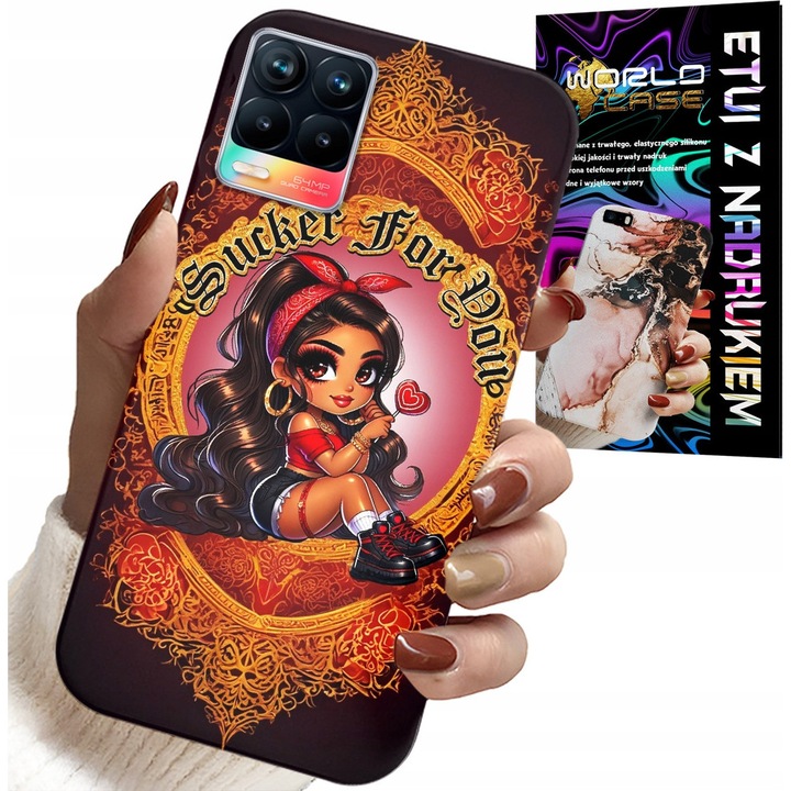 Telefontok Realme 8/8 Pro, World Case, szilikon, színes nyomtatás