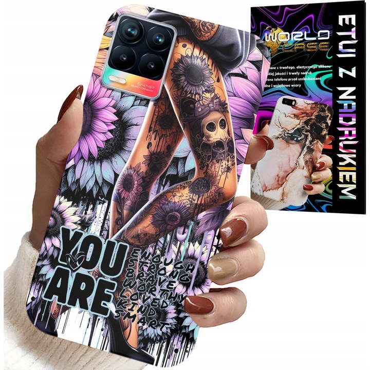 World Case telefontok, Realme 8/8 Pro készülékhez, szilikon, színes mintás, személyre szabható