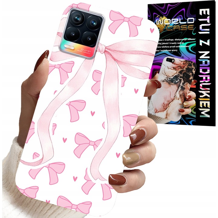 World Case telefontok Realme 8 / 8 Pro készülékhez, szilikon, modern design, rózsaszín, 0,2 mm