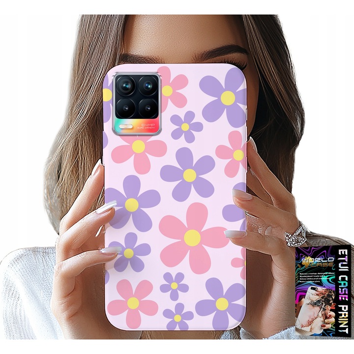 Telefontok, World Case, Realme 8 / 8 Pro készülékhez, virágmintás, szilikon, többszínű
