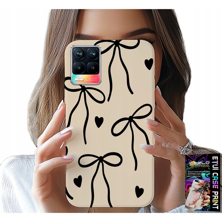 World Case telefontok Realme 8 / 8 Pro készülékhez, színes nyomtatással, szilikon, bézs, személyre szabható