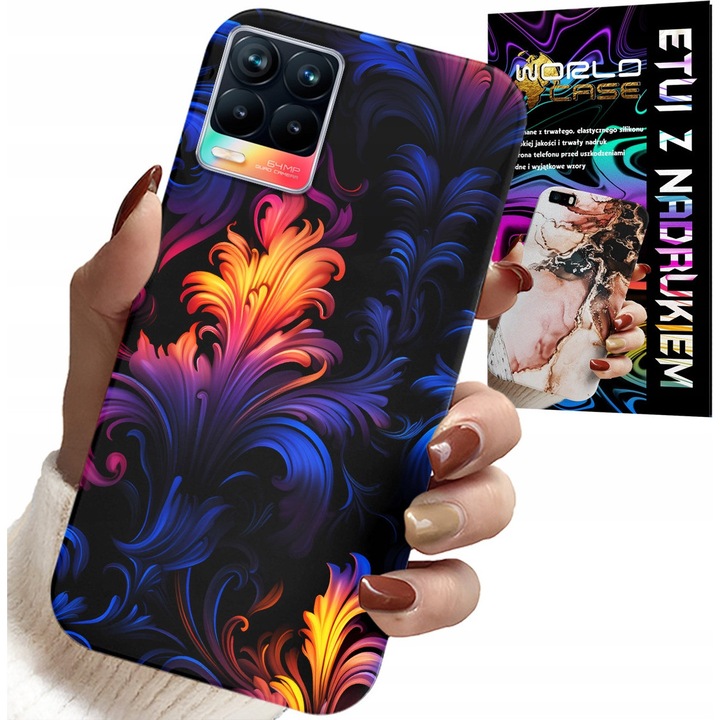 World Case telefontok Realme 8/8 Pro készülékhez, absztrakt minta, szilikon, többszínű