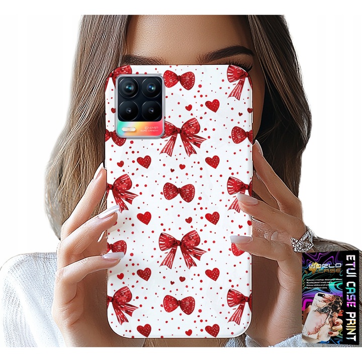 World Case telefontok Realme 8/8 Pro-hoz, szilikon, színes nyomtatás, piros