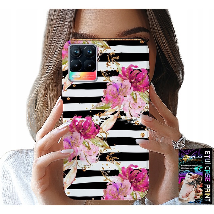 Telefontok Realme 8/8 Pro, World Case, virágmintás, szilikon, 0,2 cm