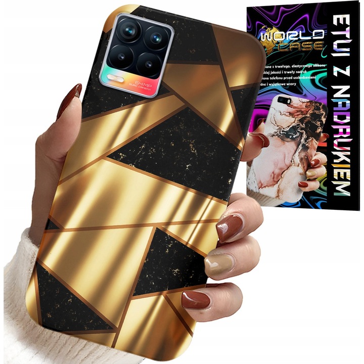 Telefontok, World Case, Realme 8/8 Pro, gumi, színes nyomtatás, hidrogél fóliával
