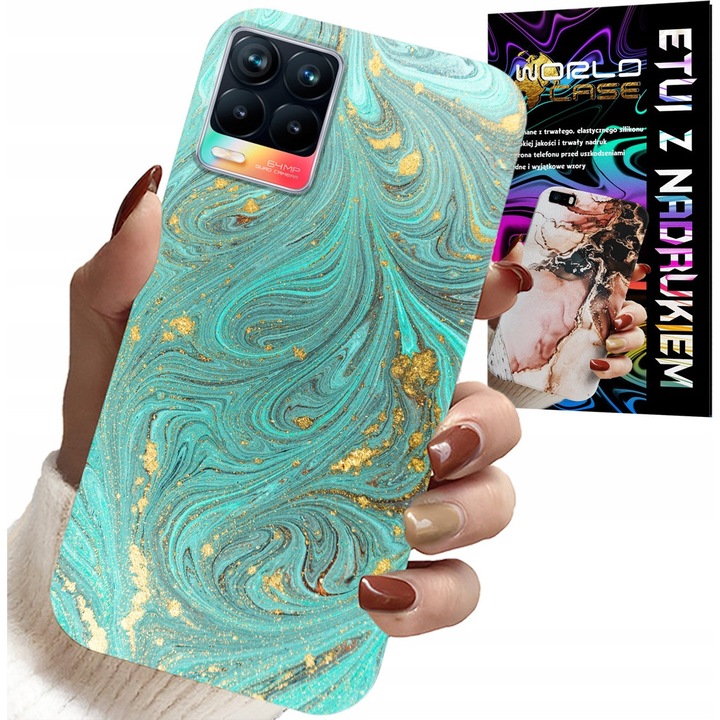 Telefontok Realme 8/8 Pro, World Case, szilikon, márvány mintás, teljes körűen kompatibilis