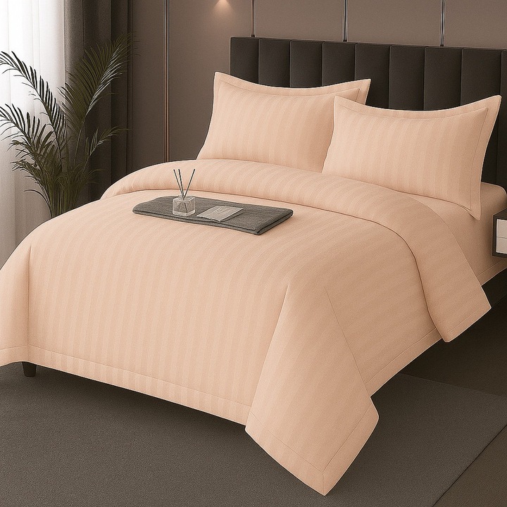 Damask Polycotton XXL ágynemű - Szuper ár, lepedő 230x260 cm, paplan 200x230 cm, 2 párnahuzat 50x70 cm, Mandarin rózsaszín