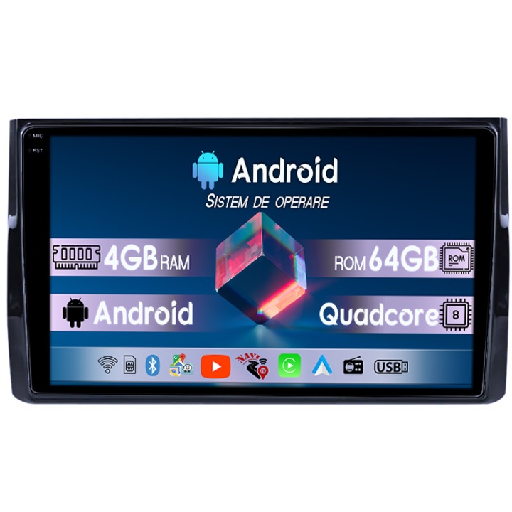 Navigatie dedicata Skoda Kodiaq 2016-2018, 4GB RAM 64GB ROM, Quad Core, Display 9" QLED 1K, Carplay, Android 14, Bluetooth, Magazin Play, Suport Camere AHD