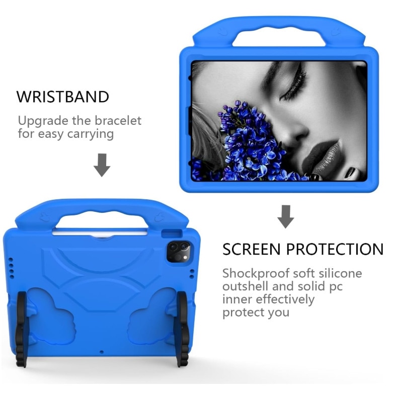 Husa protectie tableta pentru copii, ZYNORO®, compatibila cu Apple iPad 10th 10.9 2022/A16 2025, protectie burete antisoc rezistenta la lovituri, albastru