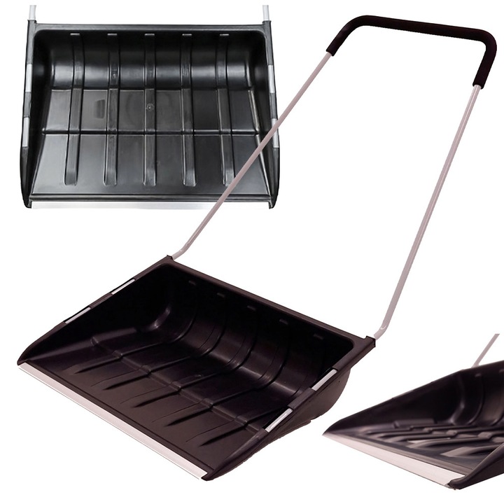 Lopata pentru Zapada tip Plug de 136 cm, Latime 78 cm, Maner Dublu, Muchie din Aluminiu, Indepartarea Zapezii, Neagra