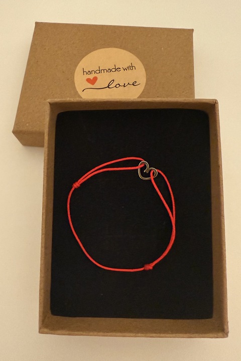 Rain Jewelry, Bratara din aur de 8K cu talisman cu inima, Rosu, Auriu