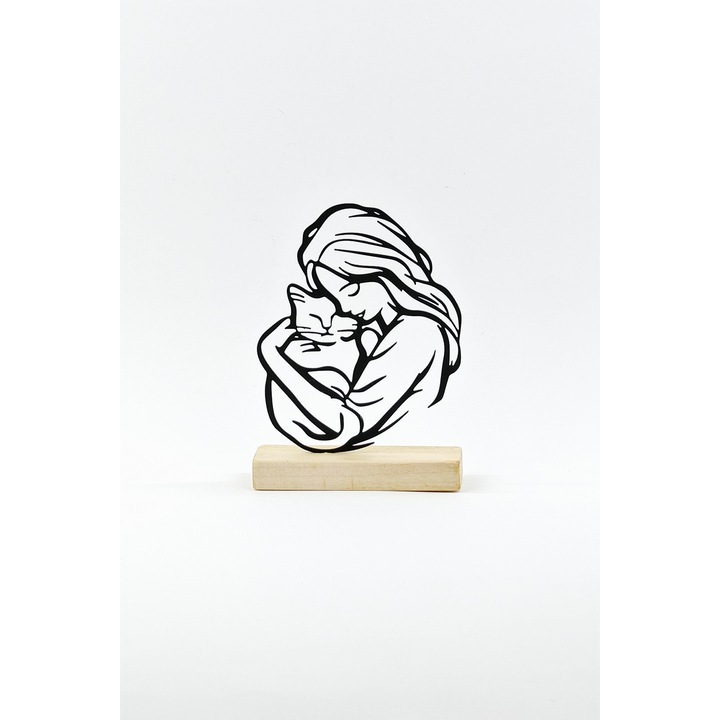 Decoratiune mobila Cat Lovers, Brand Fetisshop, Negru/Maro, Dimensiunea 14x20cm