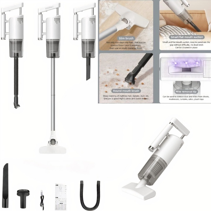 Aspirator Portabil de Mână rut&cari 4-in-1, 120W, Fără Fir, Curățare Umedă și Uscată, 1.5l