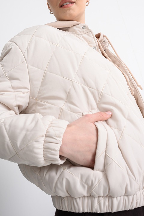 GUESS, Капитонирано яке с джобове встрани, Крем