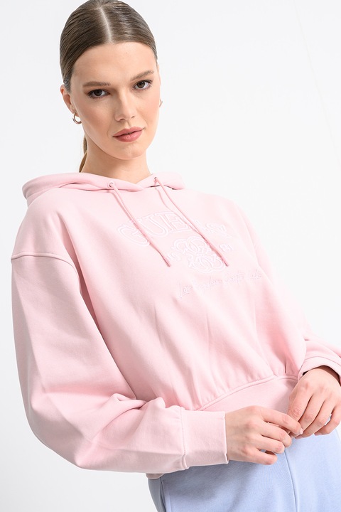 GUESS, Худи с бродирано лого, Пастелнорозов