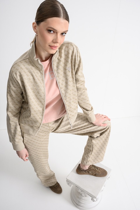 GUESS, Суитшърт с лого, Бежов/Бежов