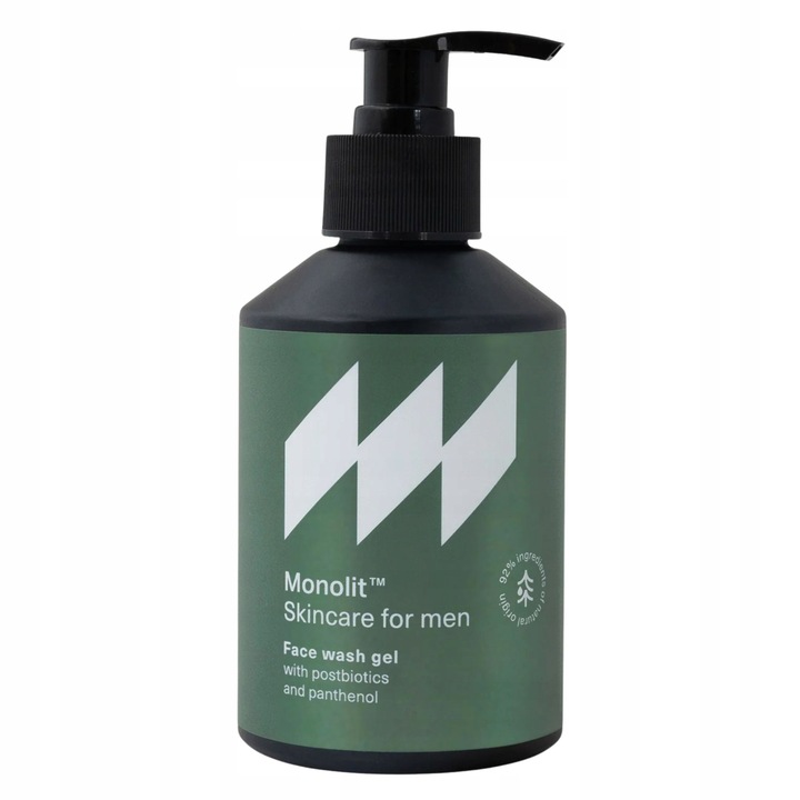 Gel De Curatare Pentru Fata Si Barba, Monolit, Cu Postbiotice Si Pantenol, Curatare Delicata, Sustine Microbiomul Pielii, Hidrateaza Si Calmeaza, Pentru Ingrijirea Zilnica A Tenului Masculin, 200 ml