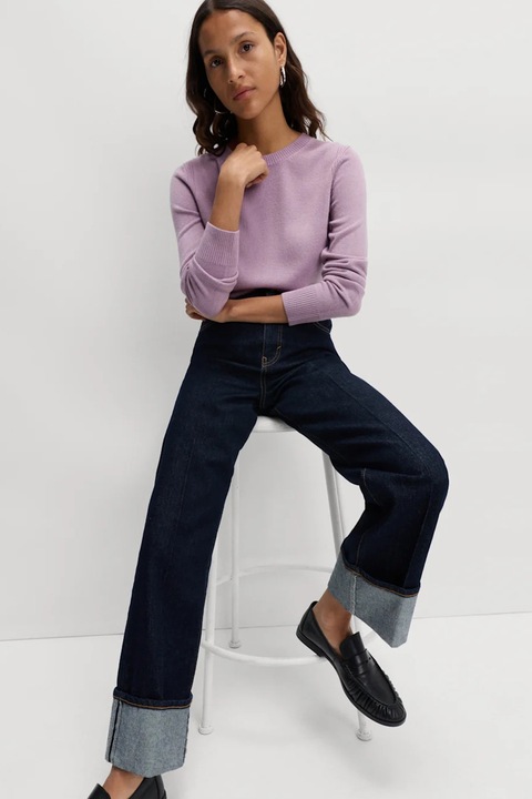 Marks & Spencer, Pulover tricotat fin cu decolteu barcuta, Roz