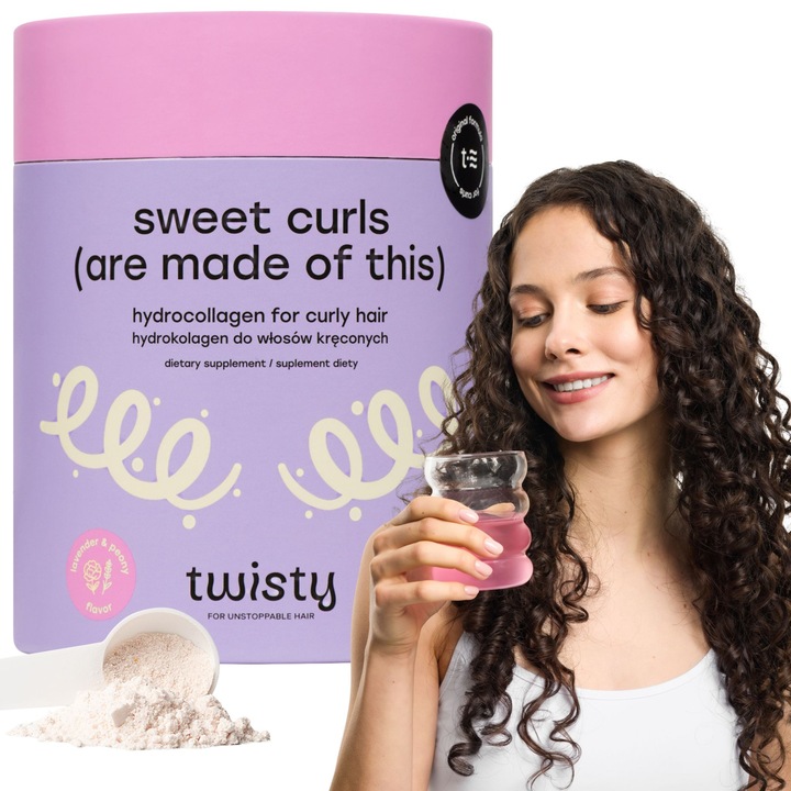 Supliment Alimentar, Twisty, Colagen De Baut Cu Biotina Si Q10 Pentru Par Cret Si Ondulat, Elasticitate, Stralucire Si Crestere, Aroma Bujor Si Lavanda, 210 g