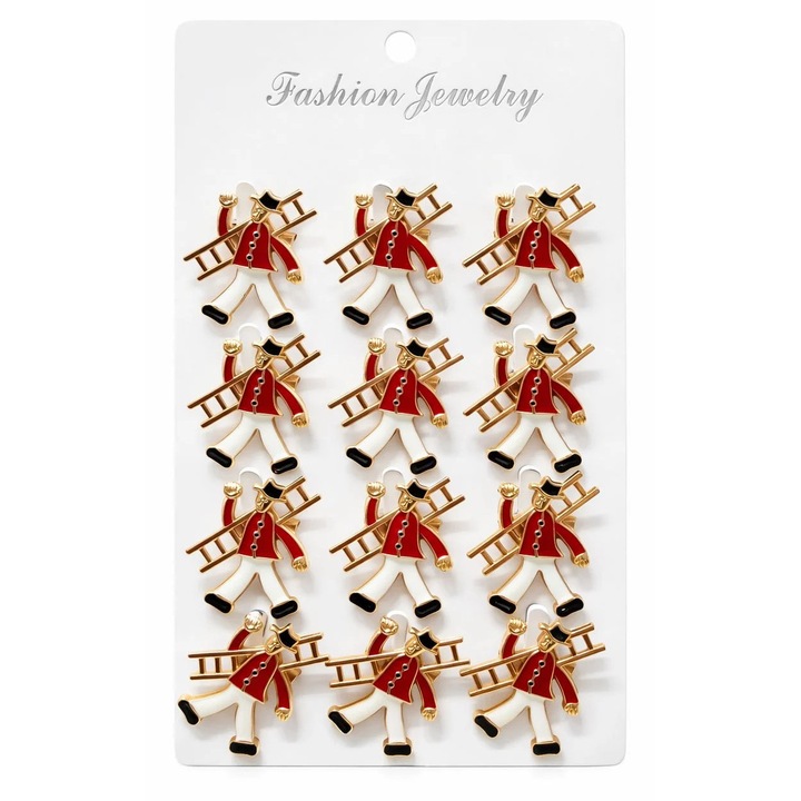 Set 12 brose martisor cosar norocos cu scara 15x9cm