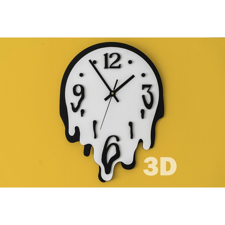 Folyékony design falióra, 3D, fából, modern dekoráció