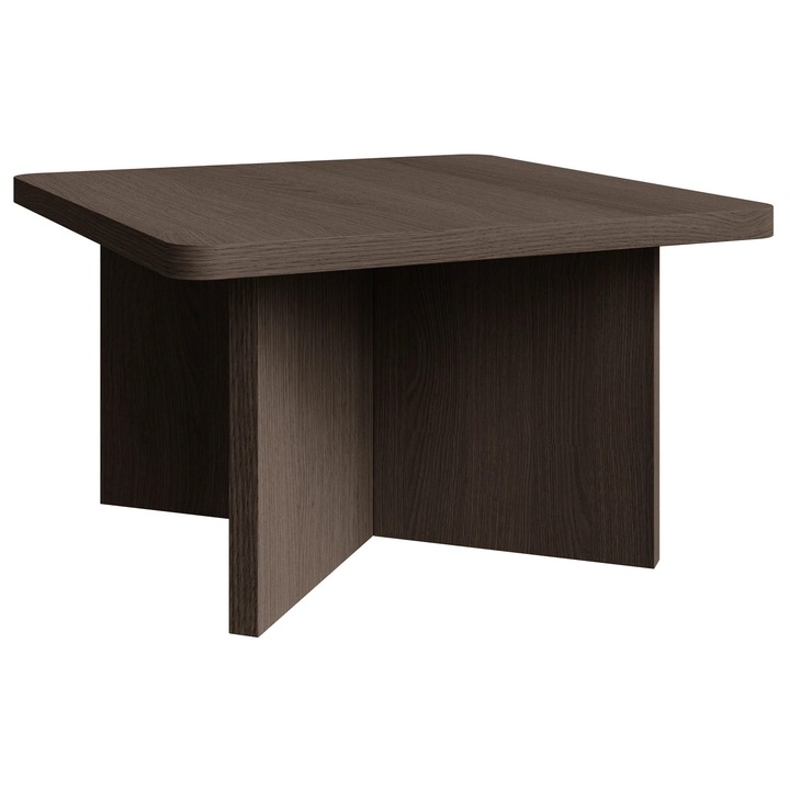 Masa de cafea Selsey Qubeo, 60x60cm, design japandi, laminat, culoare lemn esche, inaltime 35cm