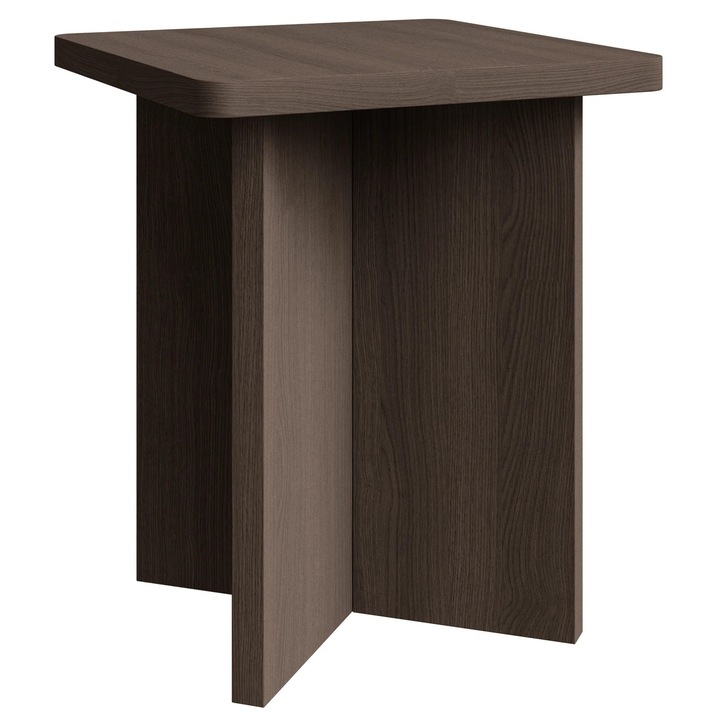 Masa de cafea Selsey Qubeo, quadrata, 42x42cm, design Japandi, lamineaza, culoare lemn esenta bruna