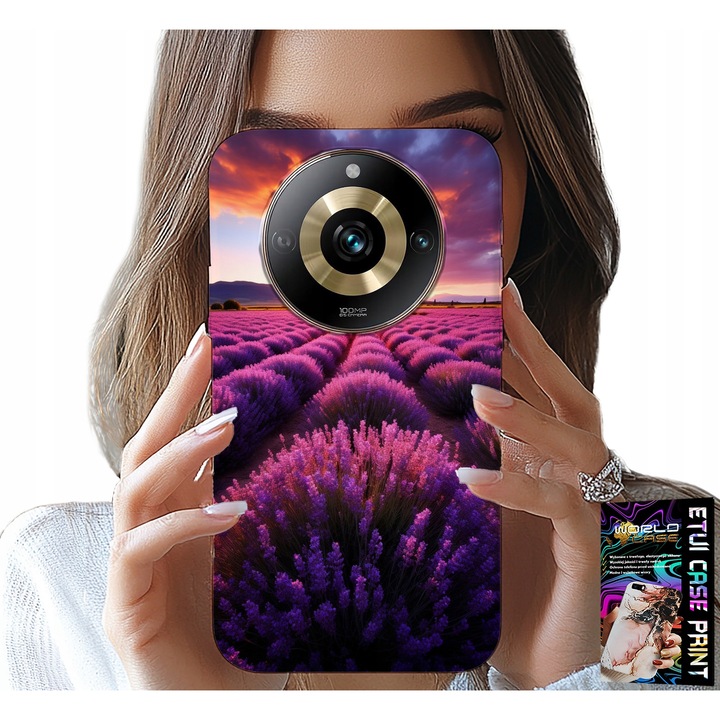 World Case telefontok, Realme 11 Pro modellhez, szilikon, levendula mintás, ideális méretek