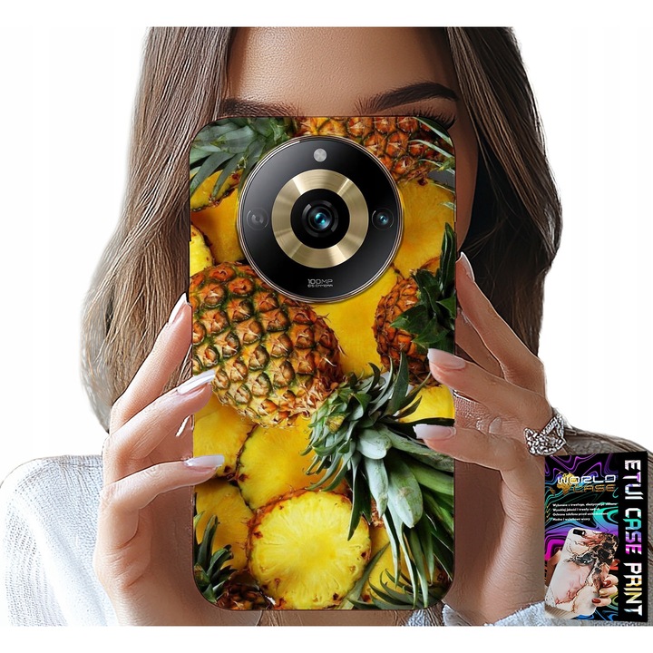 Tok Realme 11 Pro, World Case, szilikon, ananász mintás, többszínű