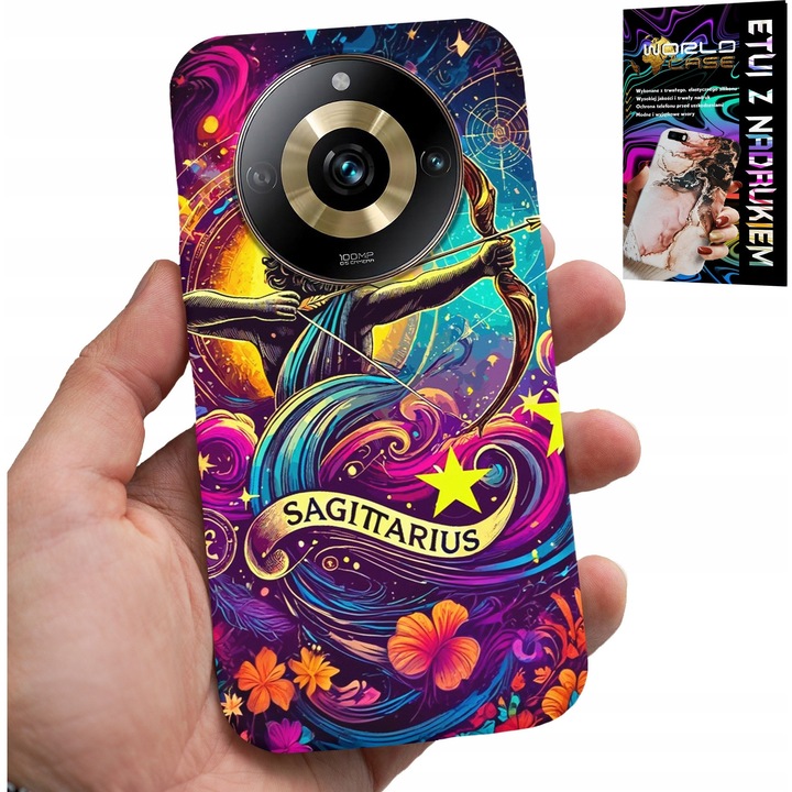 World Case Zodia Rák tok, tartós nyomtatás, szilikon, Realme 11 Pro-hoz, sok szín