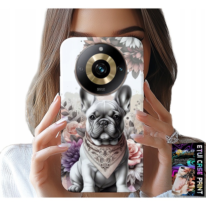 World Case telefontok Realme 11 Pro-hoz, szilikon, bulldog mintás, többszínű