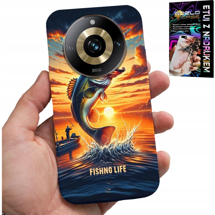 World Case telefontok Realme 11 Pro-hoz, szilikon, színes nyomtatás, fóliával együtt