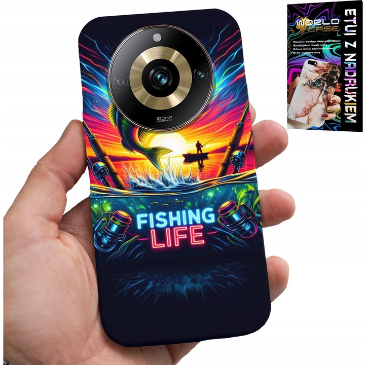 Telefontok, World Case, Realme 11 Pro, szilikon, tipikus halászati mintával, többszínű