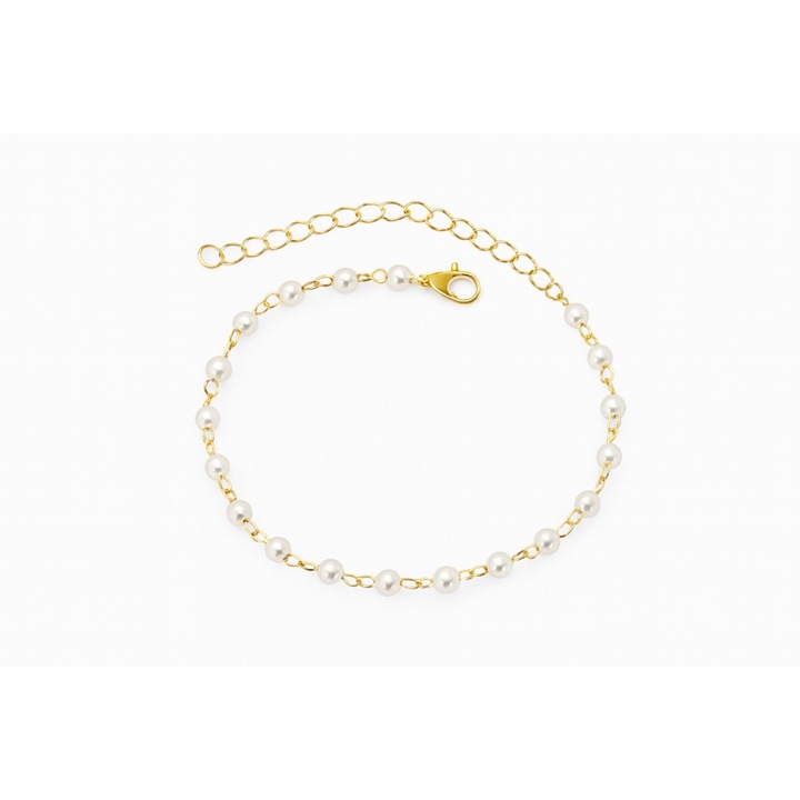 Bratara Eleganta cu Lant Reglabil, Aurie, cu Perle