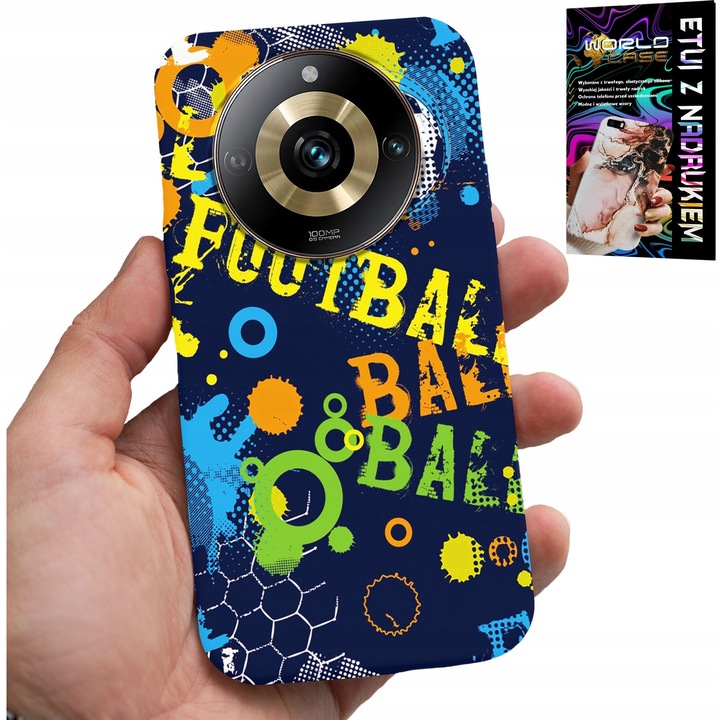 World Case telefontok Realme 11 Pro-hoz, futball nyomtatás, szilikon, karcálló, 0,2 mm