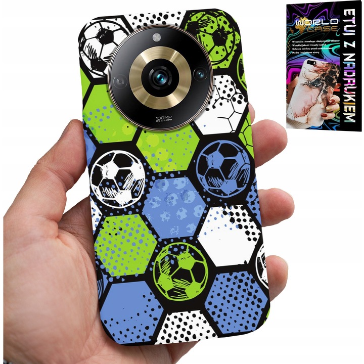 World Case telefontok, futball design, szilikon, Realme 11 Pro készülékhez, többszínű