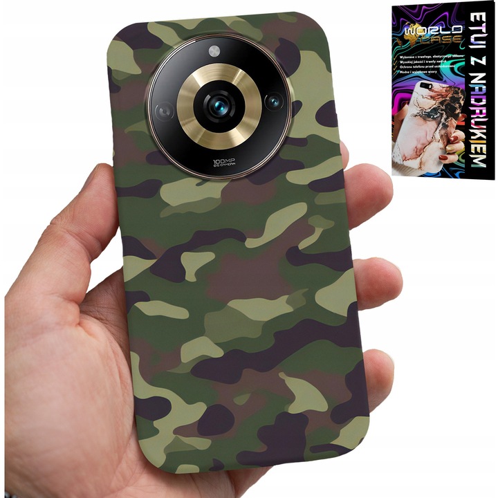 World Case telefontok Realme 11 Pro-hoz, gumi, katonai mintás, 0,2 cm