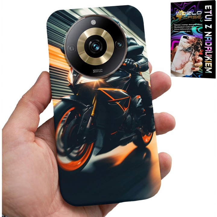 World Case telefontok Realme 11 Pro-hoz, motoros designnal nyomtatva, szilikon, többszínű