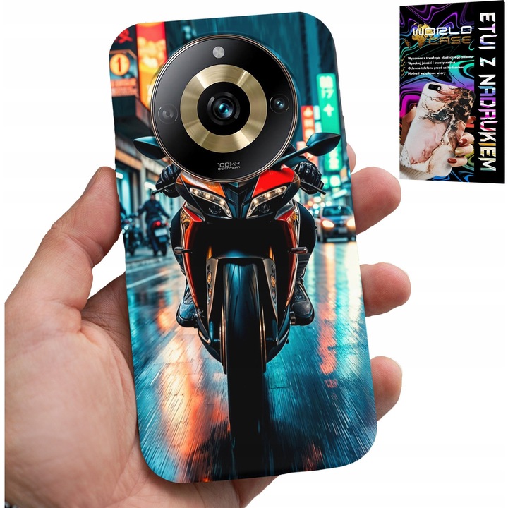 World Case telefontok Realme 11 Pro-hoz, szilikon, motoros minta, színes nyomat