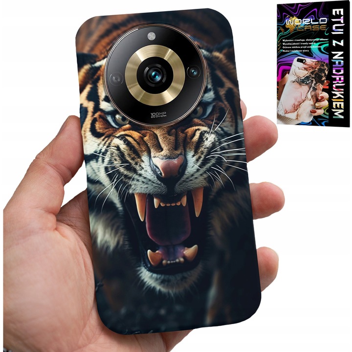 Telefontok, World Case, Realme 11 Pro, szilikon, tigris mintás, 0,2 cm