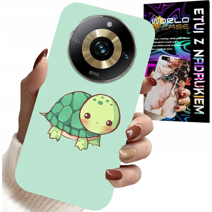 Husa telefon Realme 11 Pro, World Case, design imprimeu broasca testoasa, silicon, 0, 2 cm