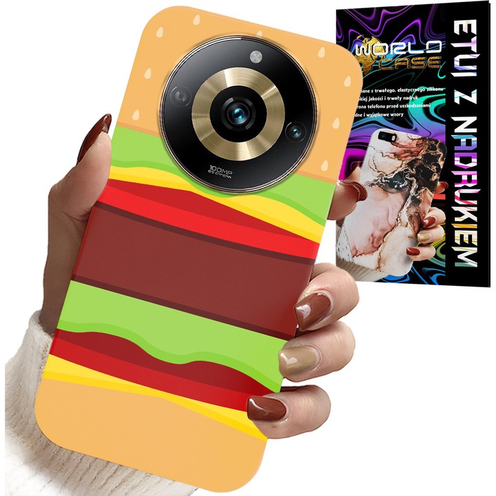 Telefontok Realme 11 Pro, World Case, Cheeseburger design, szilikon, többszínű