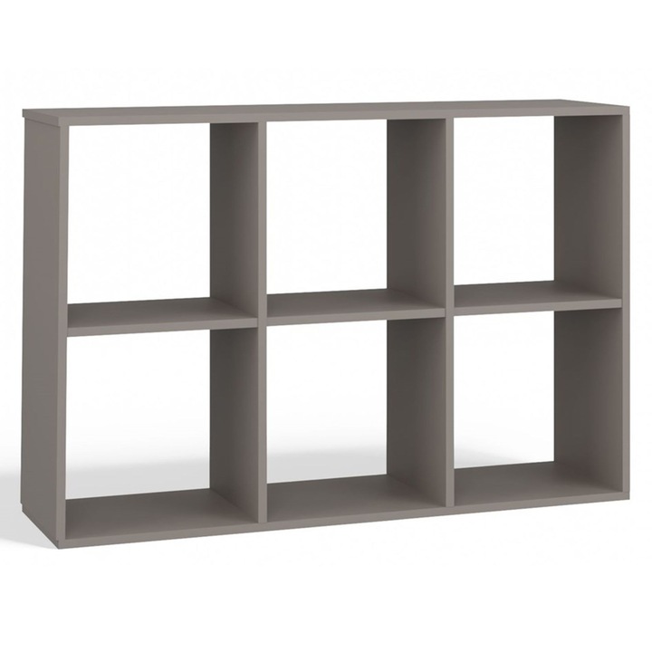 Biblioteca Selsey Malax, 6 compartimente, gri, 110x30x75cm
