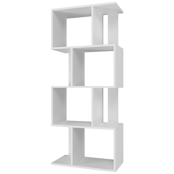 Biblioteca Selsey Fiesta, alb, 60cm, 8 rafturi, modulara