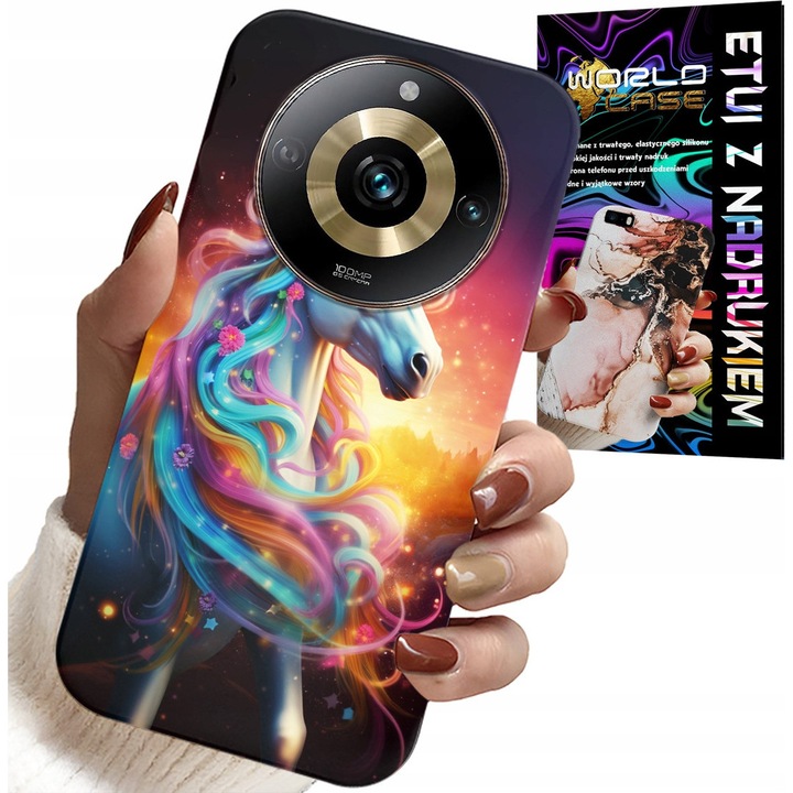 Telefontok Realme 11 Pro, World Case, unikornis nyomtatás, szilikon, többszínű