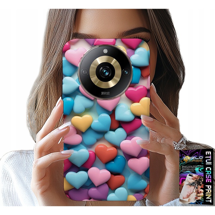 Telefontok Realme 11 Pro, World Case, színes szilikon, személyre szabható